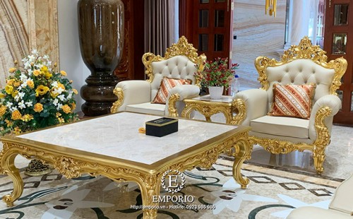 Luxury sofa inlaid with gold