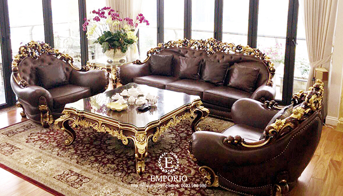 Sofa cổ điển dát vàng